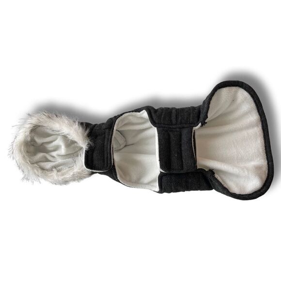 Dog Puffer Gray Tweed Cinched Waist with Fur Trimmed Hood • Size Small • NWT - Picture 4 of 13